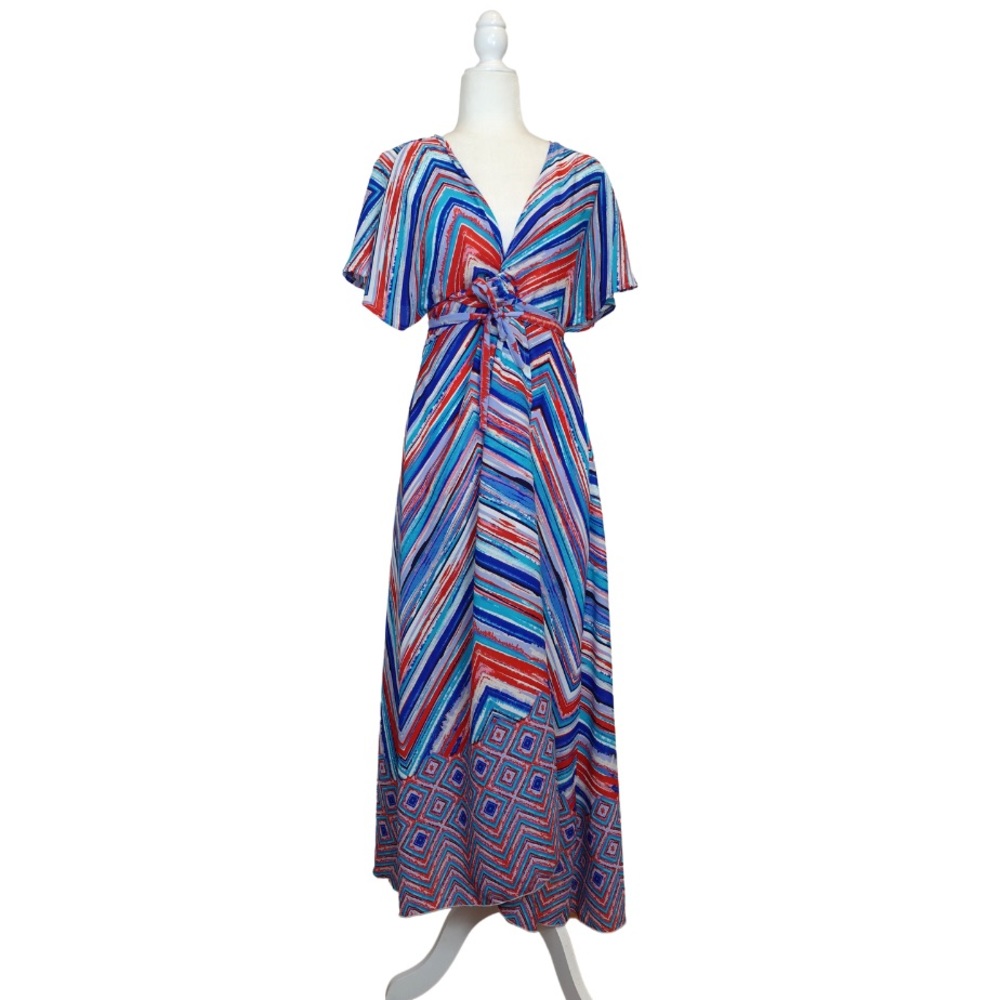 Boho Chic Cover Up/Dress in Red and Blue Print XS-M